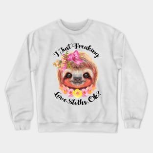 Cute Sloth with Flower Crewneck Sweatshirt